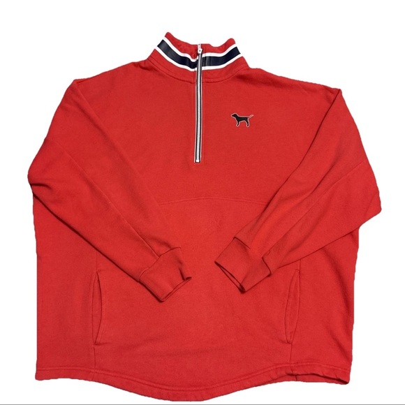 Victoria's Secret Sweaters - PINK Victoria's Secret Women’s M Red Quarter Zip Pullover Sweatshirt Sweater